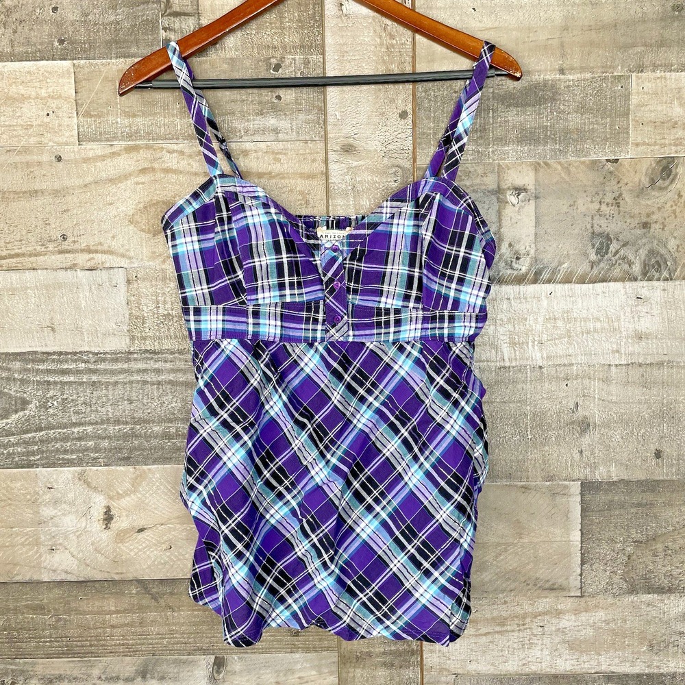 Vintage Y2K Arizona Jean Co Size L Purple & Black Tank Top Camisole Spaghetti